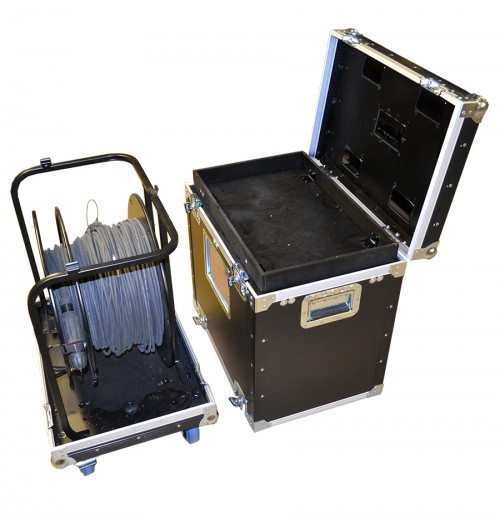 Flight Case for Large Fiber Reel with cable compartment