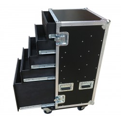 Production Case with 5 drawers and table legs in removable front lid