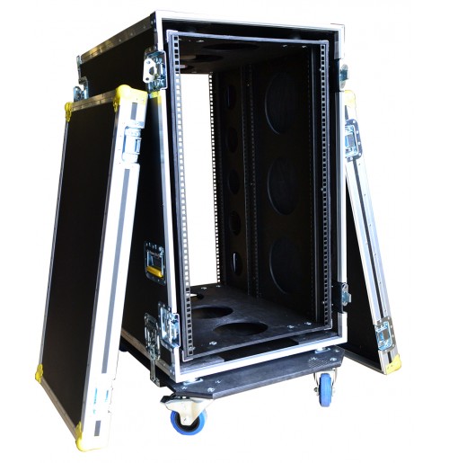 19U Shock mounted Rack Case 700mm deep sleeeve with Removable Dolly 